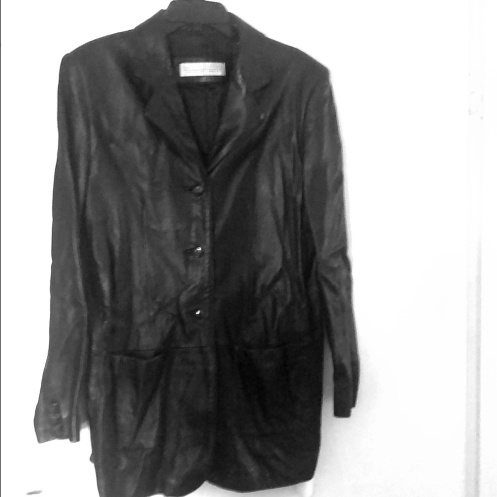 Black leather  lamb skin jacket